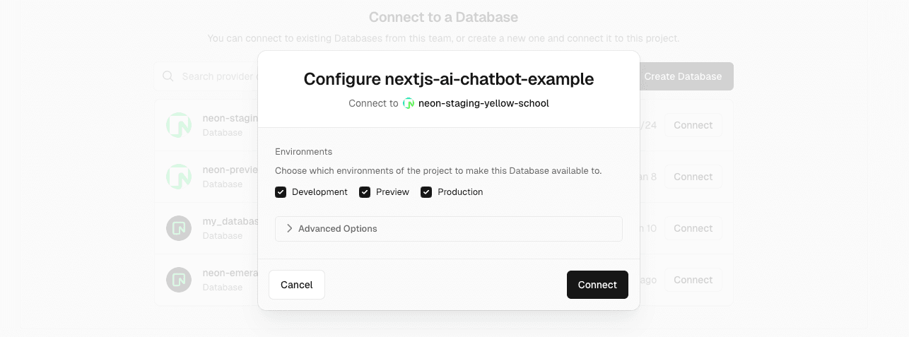Select a Vercel Project